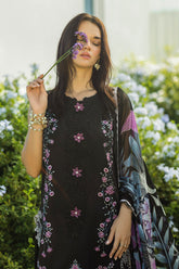 Unstitched 3-PC Chikan Embroidered Lawn Hemline Secret Garden By Mushq | Thorned Grace